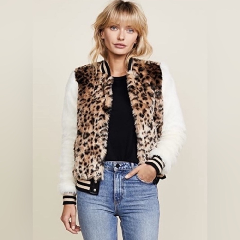 Iconic MOTHER Faux Fur Leopard Print Bomber Jacket